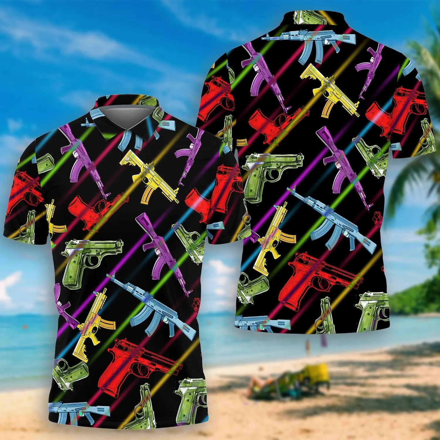 Gun Polo Shirts for Men - Short Sleeve Golf Shirts Dry Fit Mens Polo T-Shirt Casual Style 11