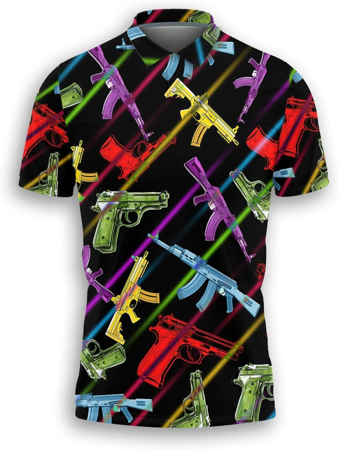 Gun Polo Shirts for Men - Short Sleeve Golf Shirts Dry Fit Mens Polo T-Shirt Casual Style 11