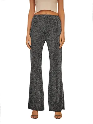GUOLEZEEV Bell Bottom Pants for Women Elastic Waist Sequin Pants Sparkly Bottoms