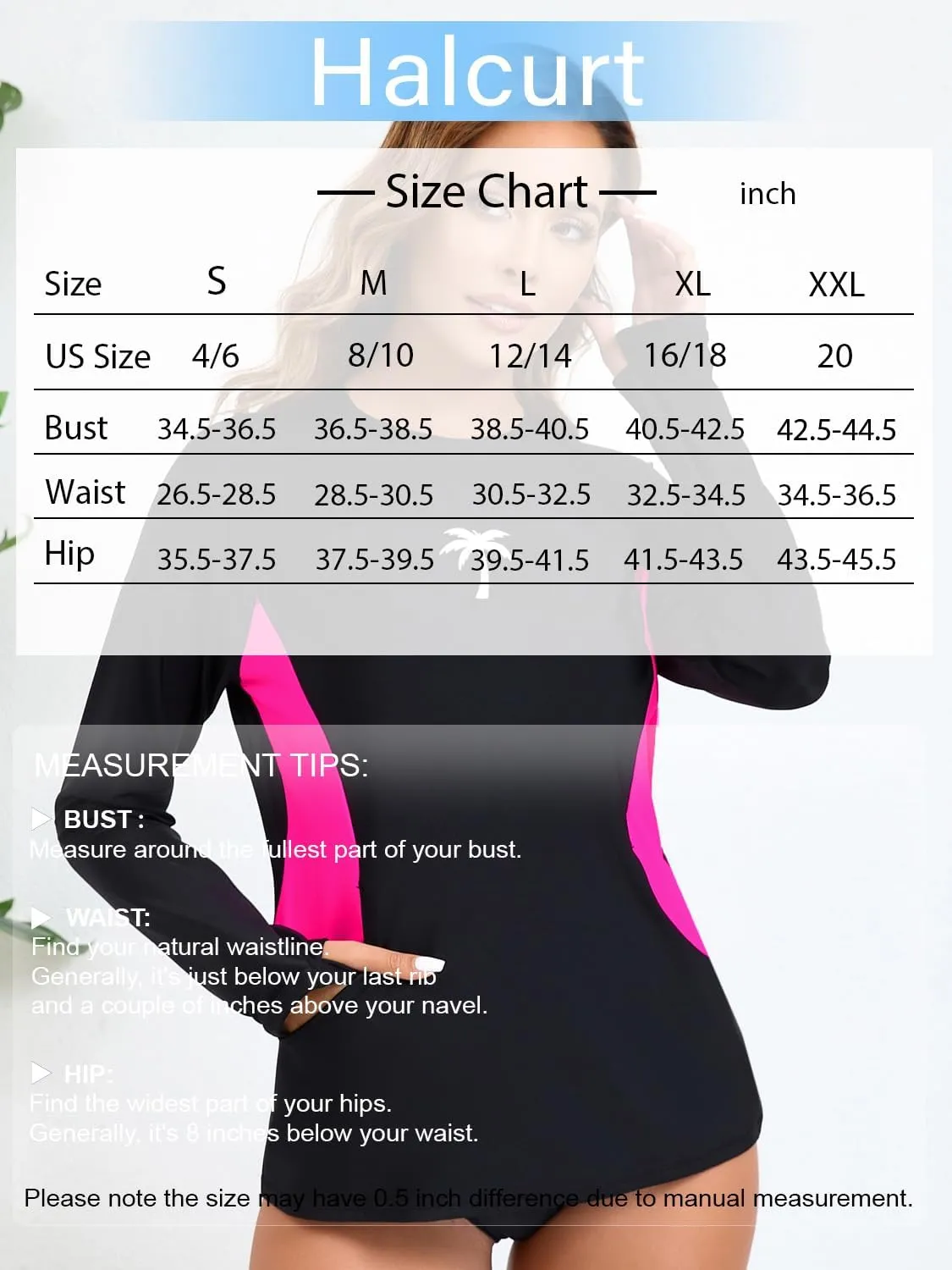 Halcurt Women Swim Shirt with Built in Bra Rash Guard with Pockets Thumb Hole Swimsuit Top