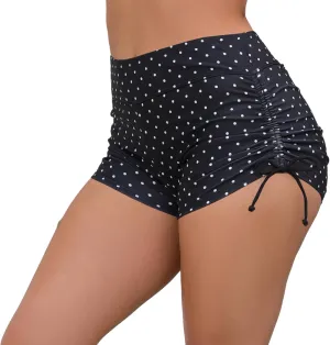 Halcurt Women's High Waisted Swim Board Shorts Tummy Control Side Tie Adjustable Tankini Swimsuit Bottoms