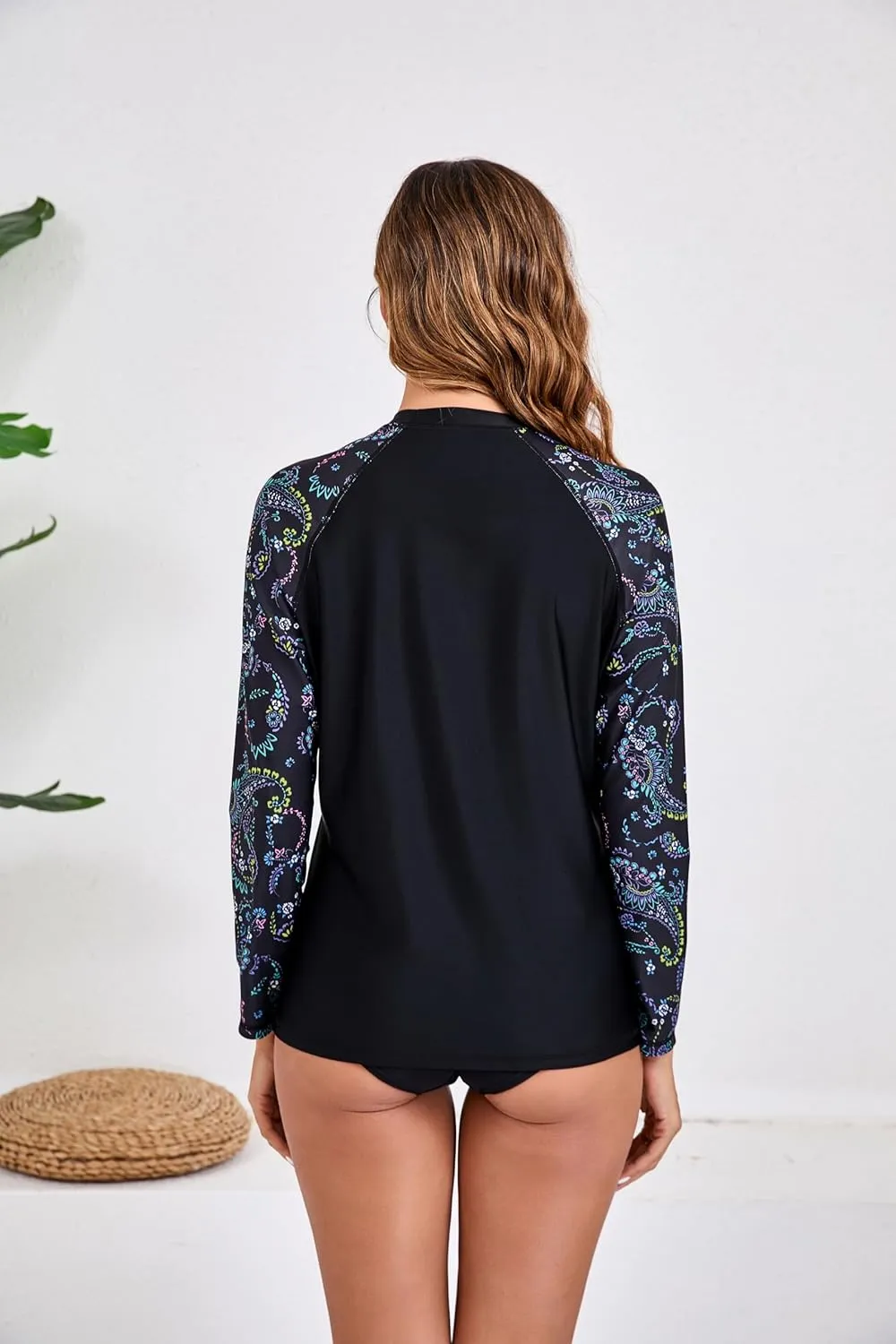 Halcurt Women's Long Sleeve Rash Guard Swim Top UPF50  SPF Sun Protection Swimsuit Quick Dry Bathing Suit