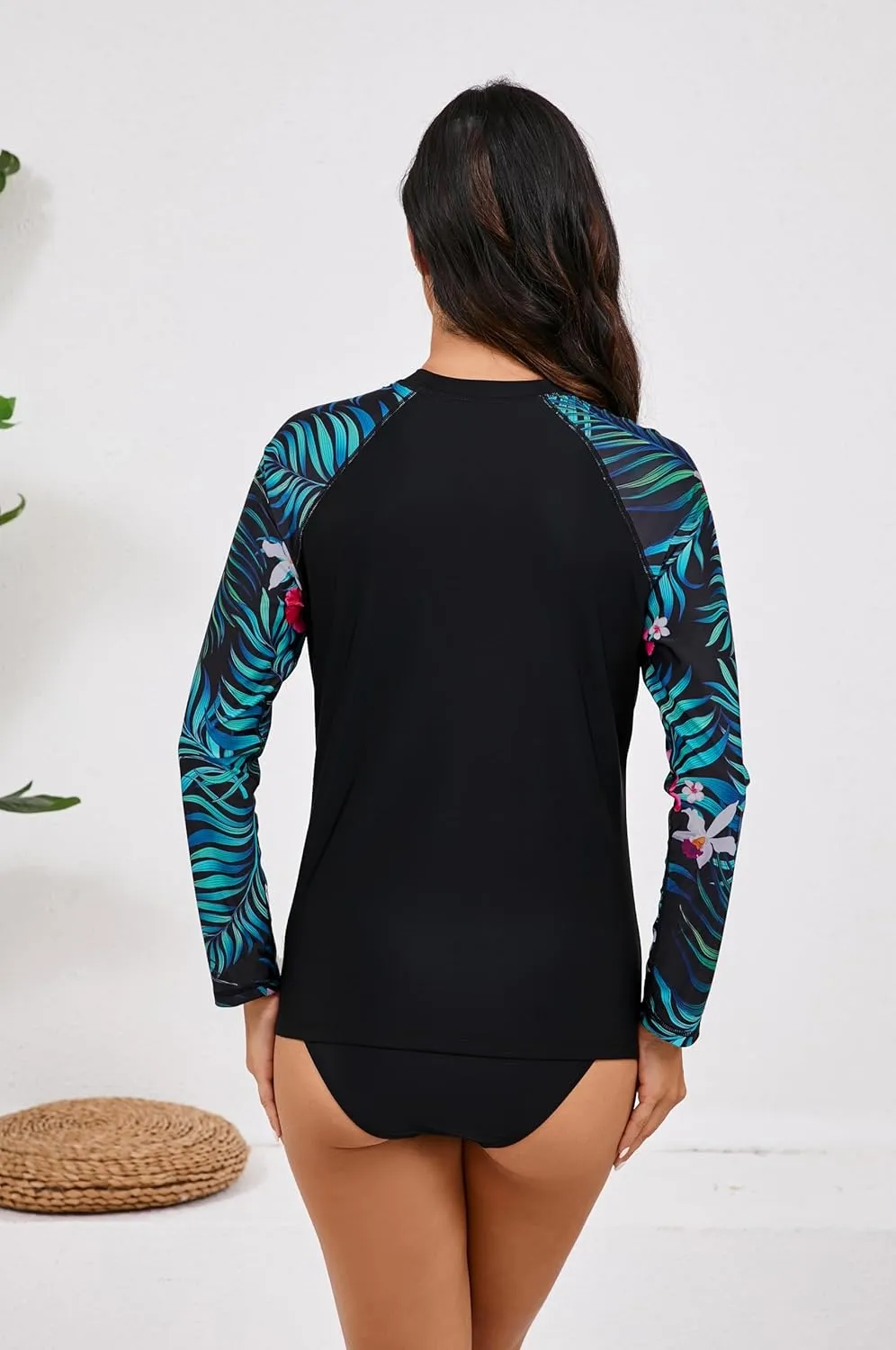 Halcurt Womens Long Sleeve Rash Guard Swim Top with Built in Bra UPF50  Sun Protection Swim Shirts Quick Dry Swimsuit