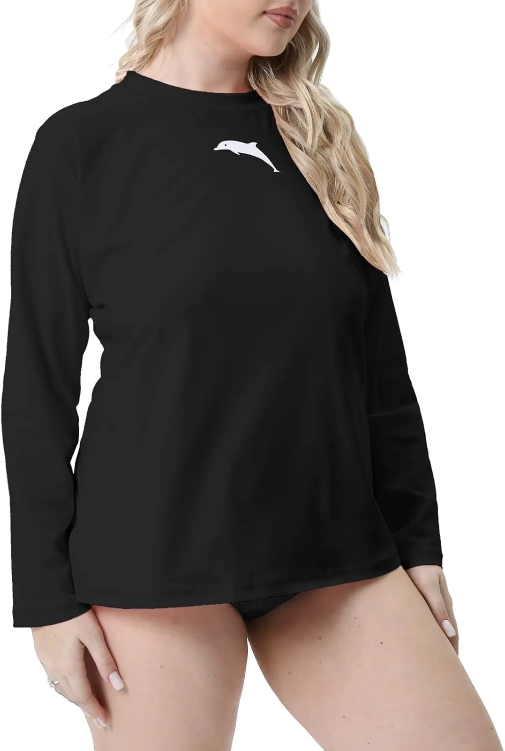 Halcurt Women's Plus Size Long Sleeve Rash Guard Shirts Swim Top UPF50  Sun Protection Loose Fit Quick Dry Swimsuit