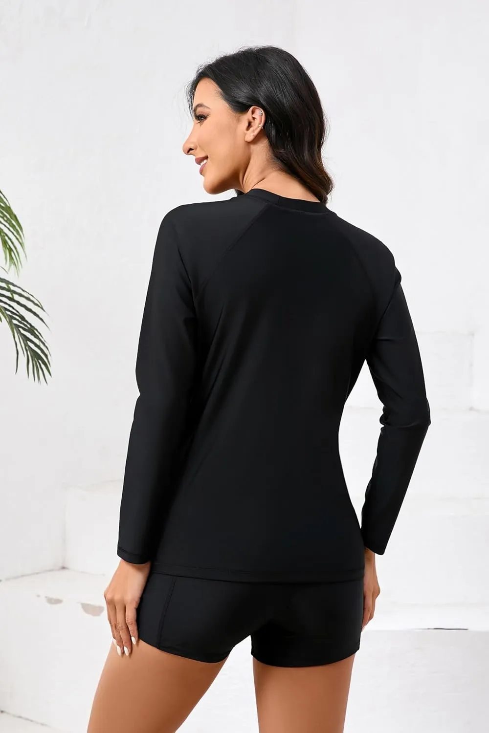 Halcurt Women's Two Piece Rash Guard Swimsuit Long Sleeve UPF 50 Swim Shirt with Board Shorts