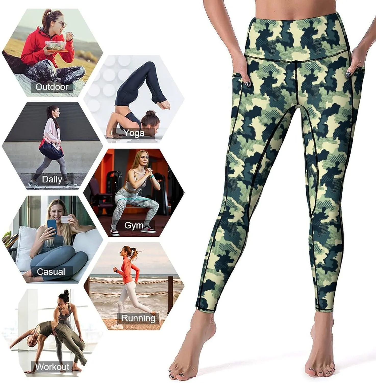 Halloween Skulls Yoga Pants Women Tummy Control Workout Leggings with Pockets High Waist Sports Trousers Lounge Pants
