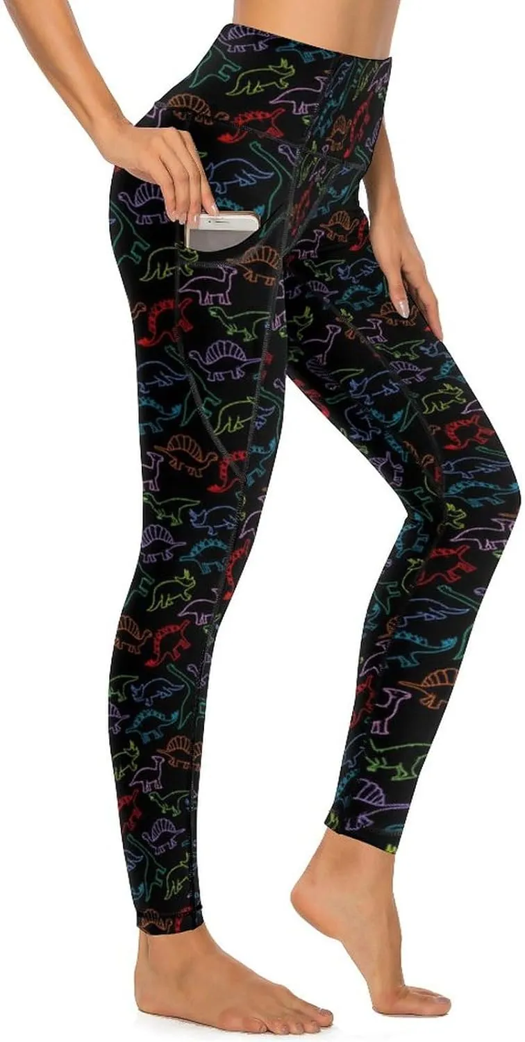 Halloween Skulls Yoga Pants Women Tummy Control Workout Leggings with Pockets High Waist Sports Trousers Lounge Pants