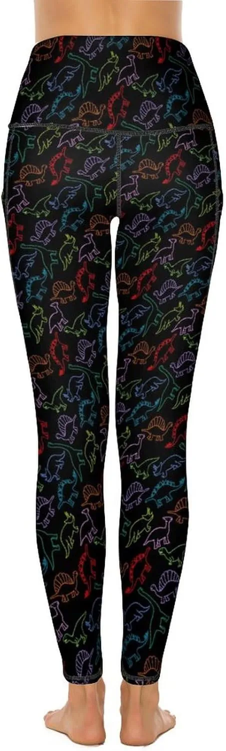 Halloween Skulls Yoga Pants Women Tummy Control Workout Leggings with Pockets High Waist Sports Trousers Lounge Pants