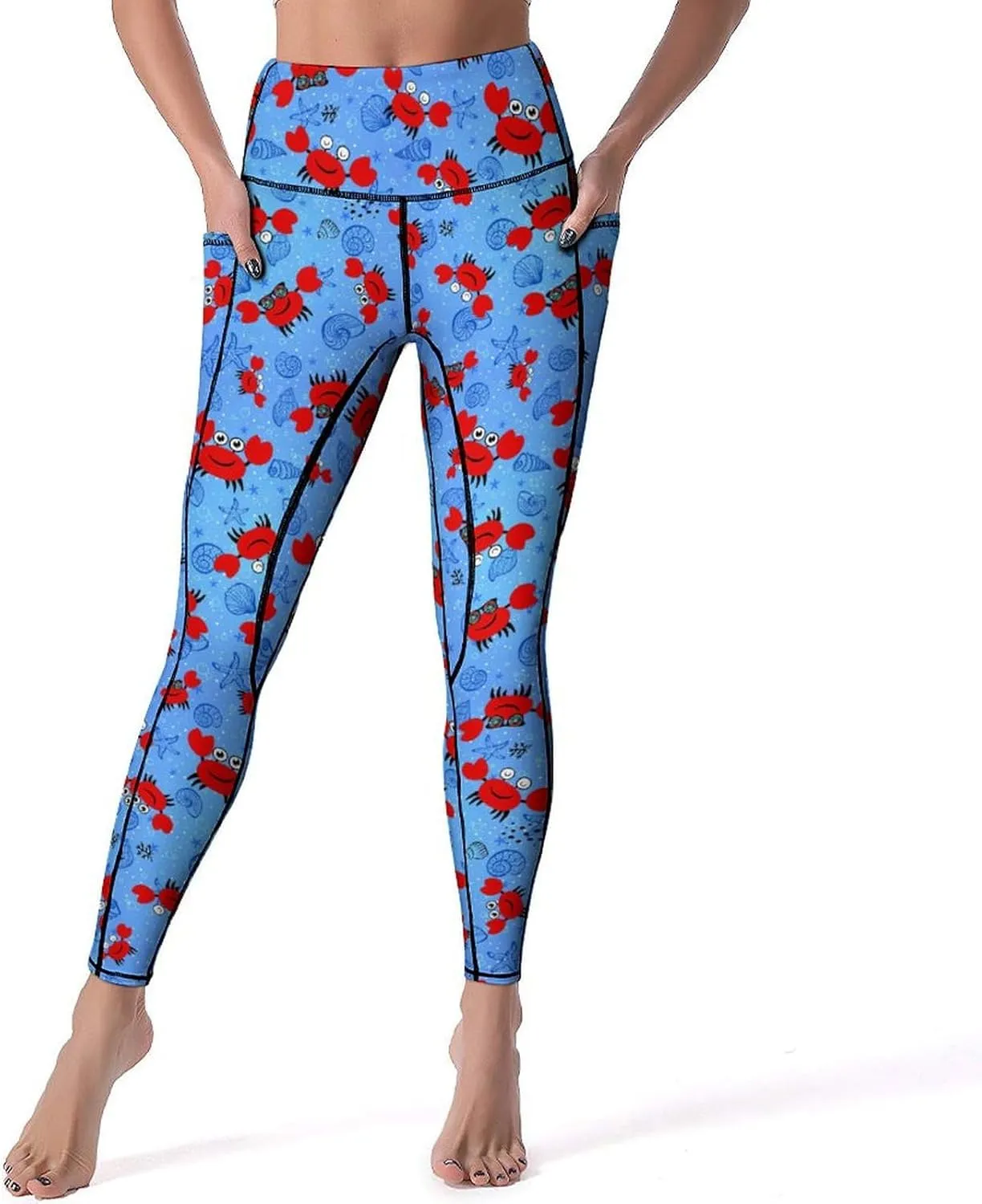 Halloween Skulls Yoga Pants Women Tummy Control Workout Leggings with Pockets High Waist Sports Trousers Lounge Pants