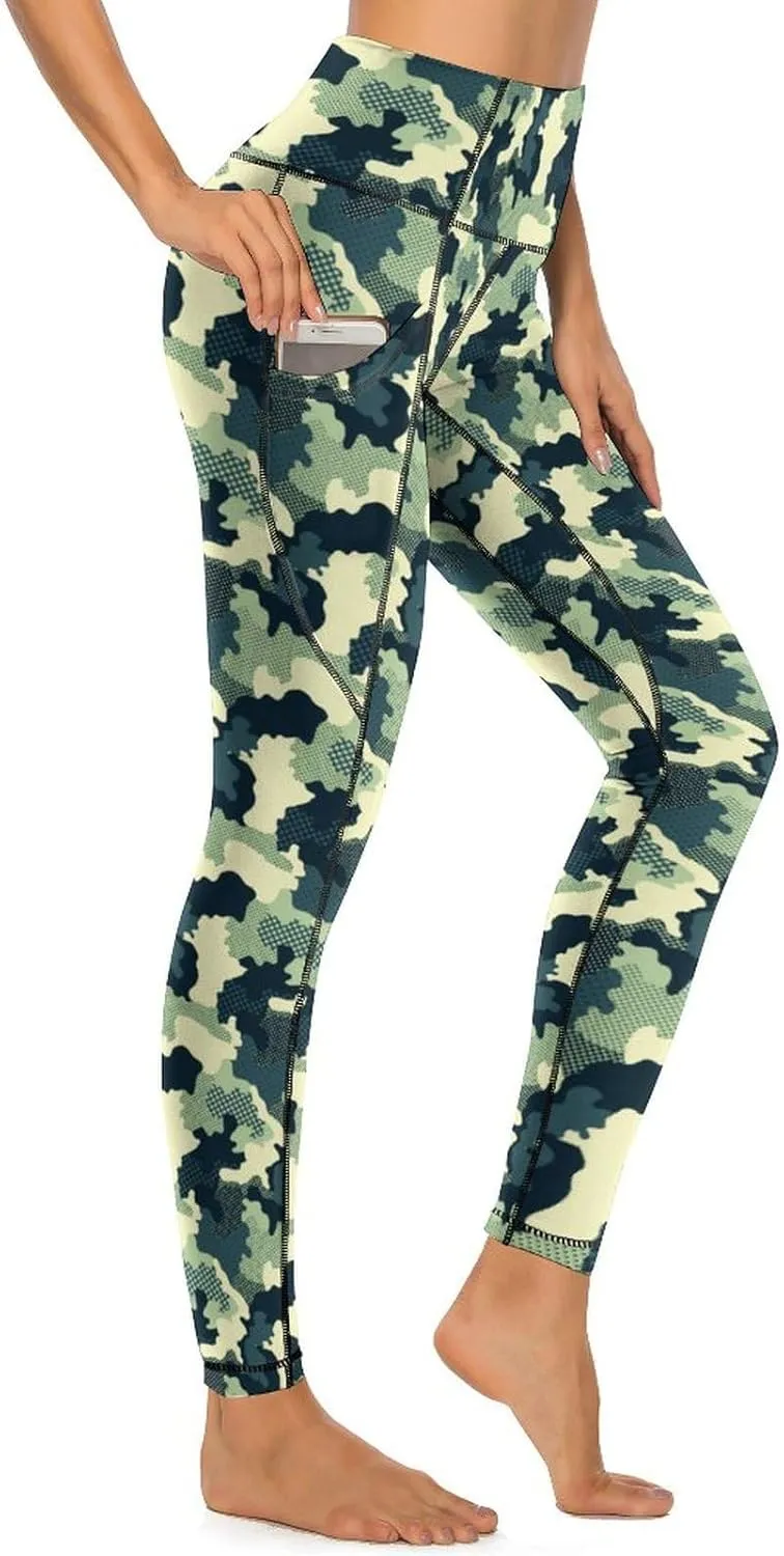 Halloween Skulls Yoga Pants Women Tummy Control Workout Leggings with Pockets High Waist Sports Trousers Lounge Pants