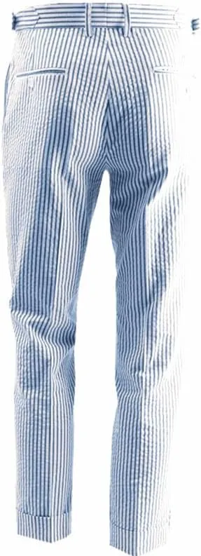 HBDesign Summer Pure Cotton Seersucker Slim Business Casual Men's Dress Pants Thin Striped Mid-Waist Handmade Pants