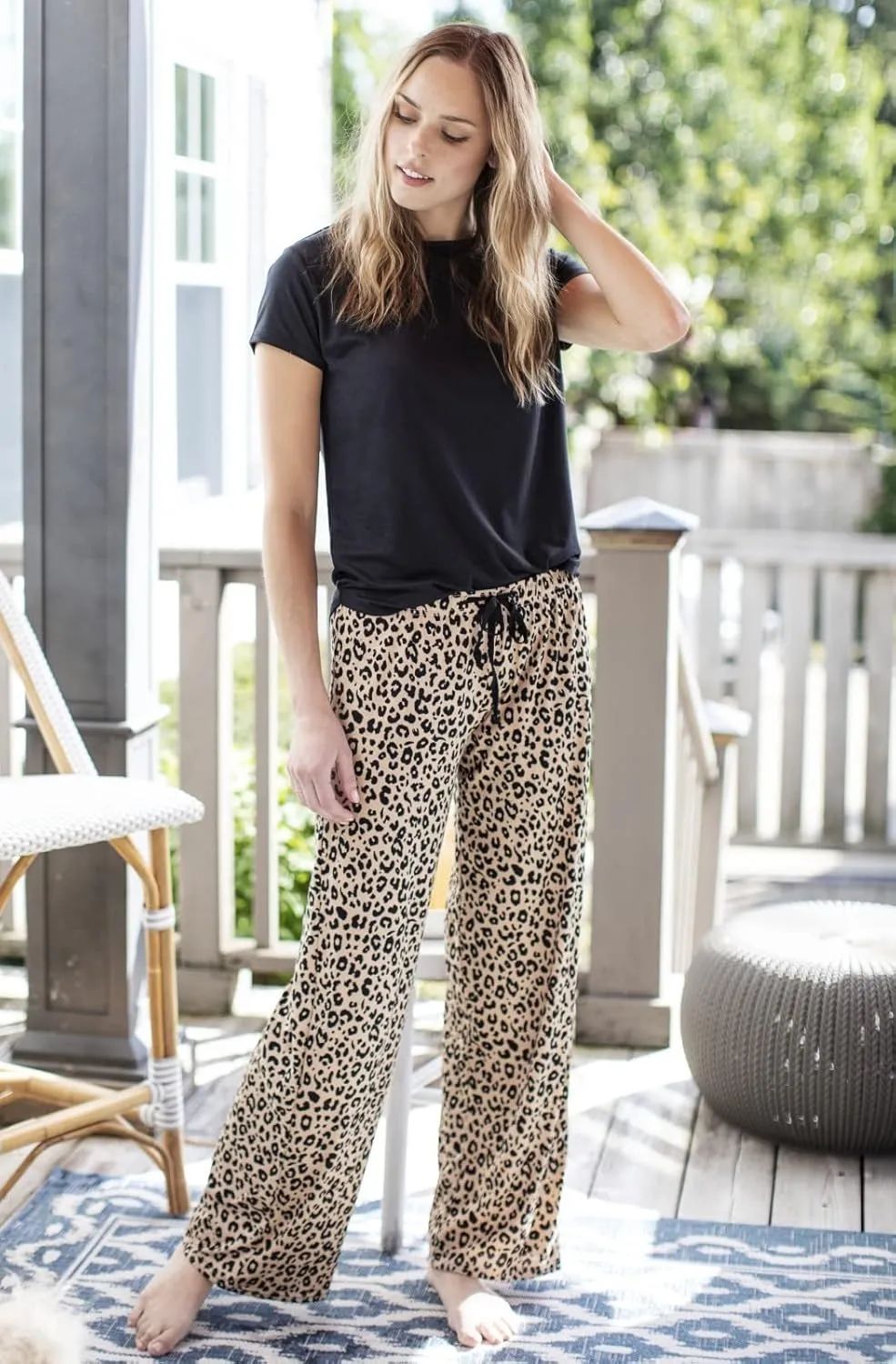 Hello Mello Signature Lounge Pants Womens Soft Pajama Bottoms Elastic Waistband Drawstring Tie