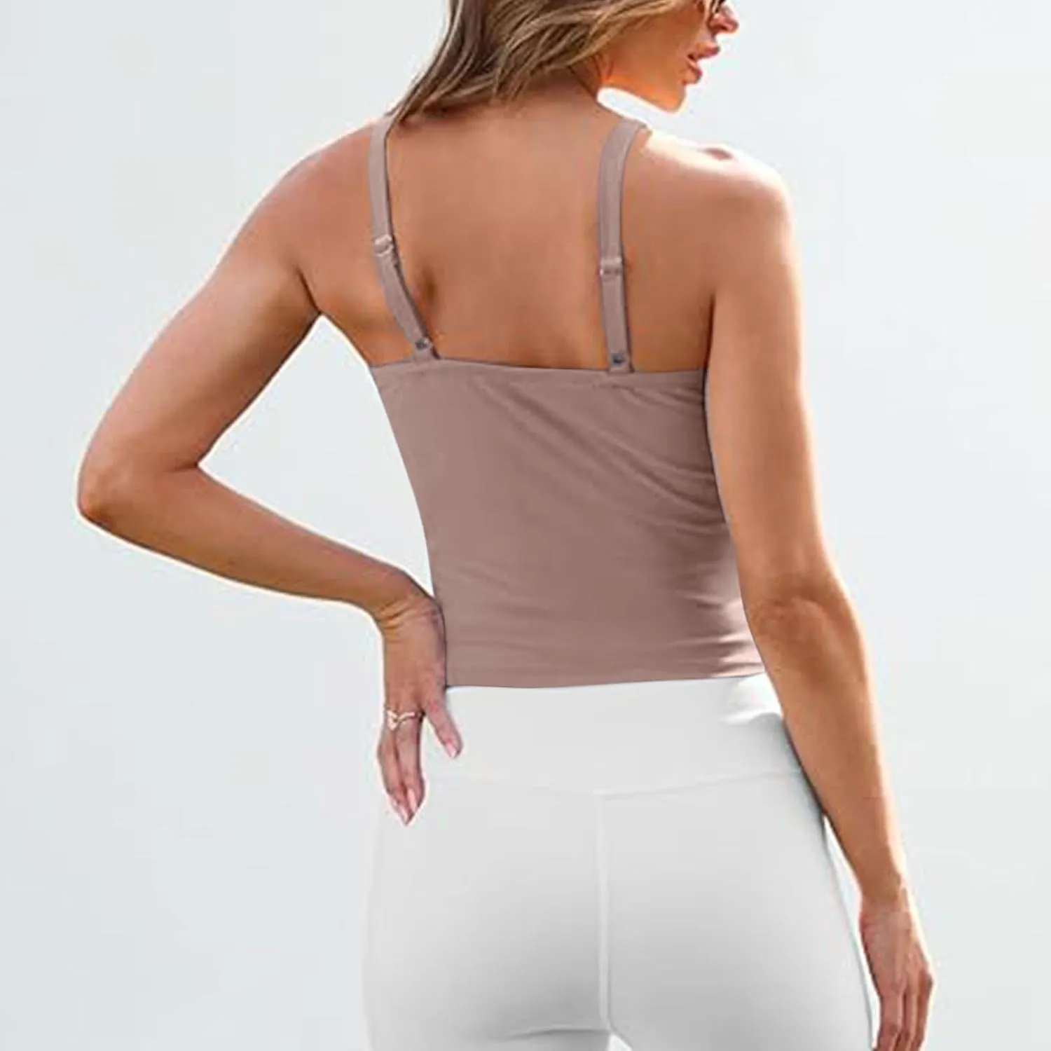 HGps8w Camisole for Women 2025 Summer Basic Cami Tank Tops Casual Solid Slim Fit Sleeveless Crop T-Shirts