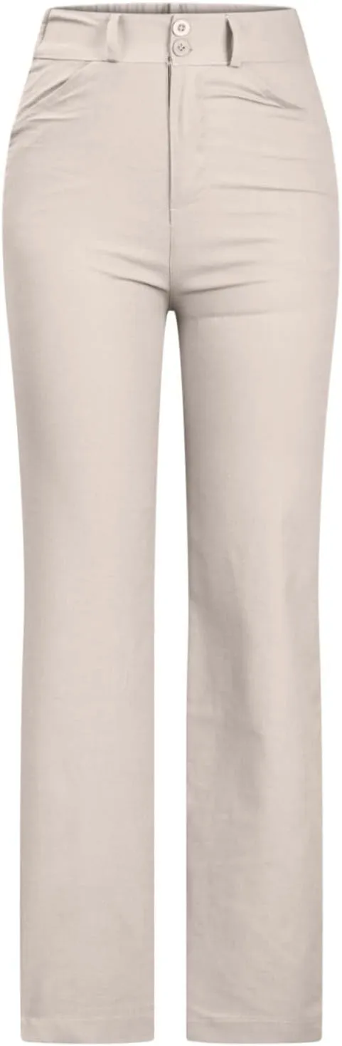 High Waist Pants for Women Business Casual Pants Regular Fit Stretch Pants Straight Leg Trousers with Pockets