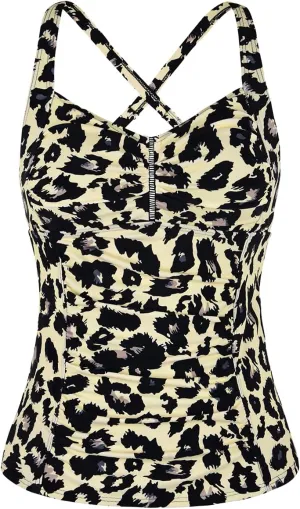 Hilor Women's Tankini Tops Shirred Tummy Control Swimsuits Cross Back Tankini Swimwear Tops
