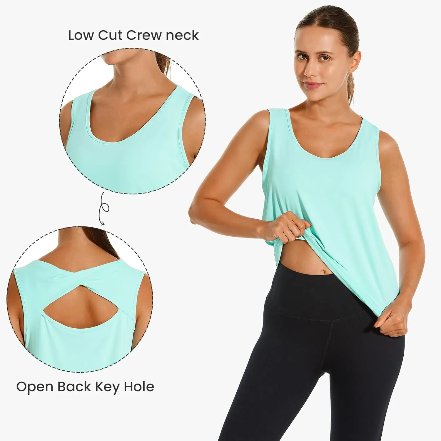 HODOSPORTS Workout Tank Tops for Women Open Back Loose Fit Yoga Athletic Tops