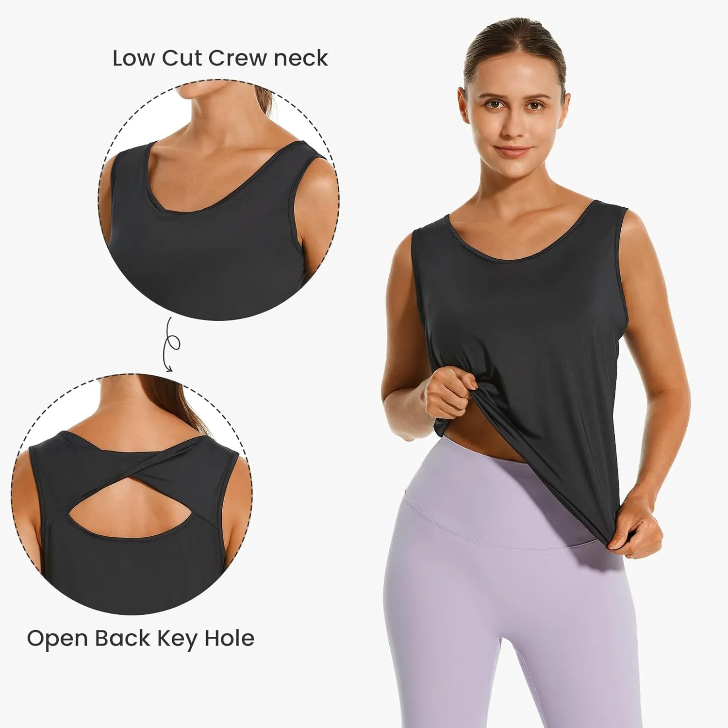 HODOSPORTS Workout Tank Tops for Women Open Back Loose Fit Yoga Athletic Tops