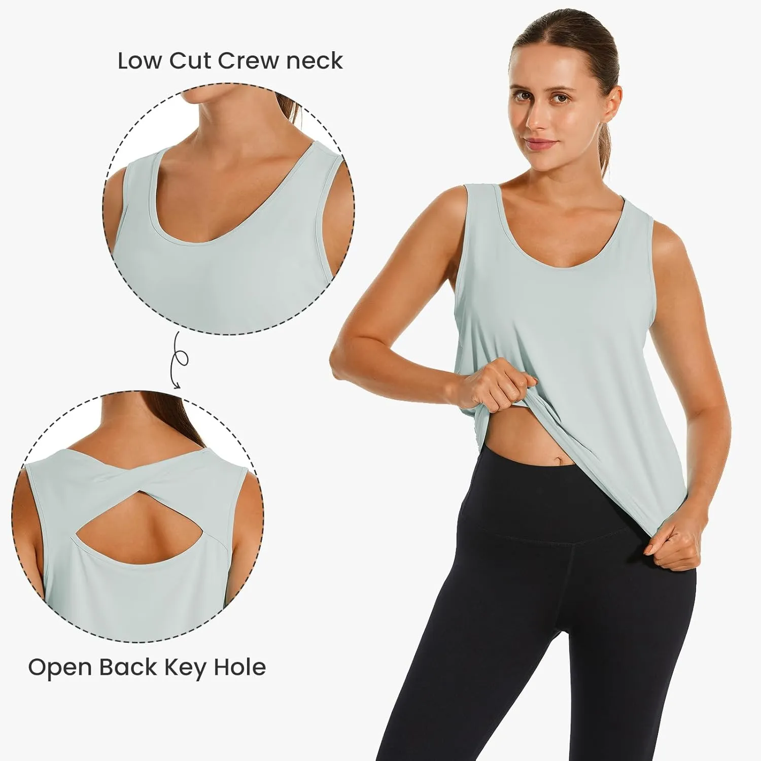 HODOSPORTS Workout Tank Tops for Women Open Back Loose Fit Yoga Athletic Tops