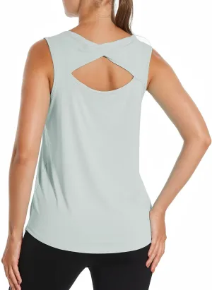 HODOSPORTS Workout Tank Tops for Women Open Back Loose Fit Yoga Athletic Tops