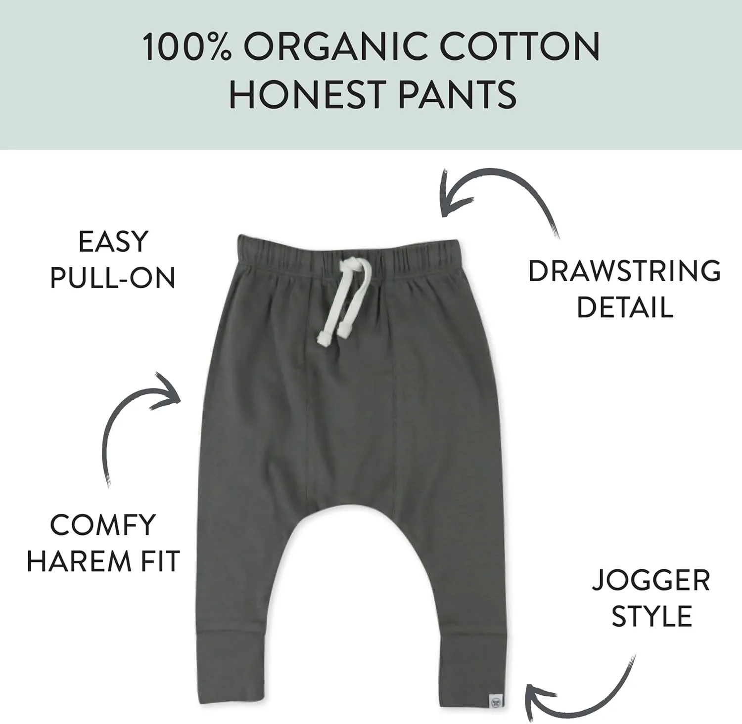 HonestBaby Multipack Honest Pants Joggers Pull on 100% Organic Cotton for Infant Baby and Toddler, Boys, Girls, Unisex
