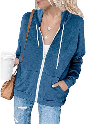 Hoodies for Women Pullover Color Block Pocket Casual Long Sleeve V Neck Sweatshirts Hooded Tops Shirts Outwear
