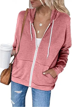Hoodies for Women Pullover Color Block Pocket Casual Long Sleeve V Neck Sweatshirts Hooded Tops Shirts Outwear