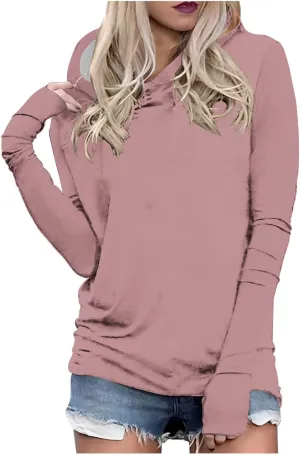 Hoodies with Thumb Holes for Women Long Sleeve Pullover Shirts 2024 Fall Tops Plus Size
