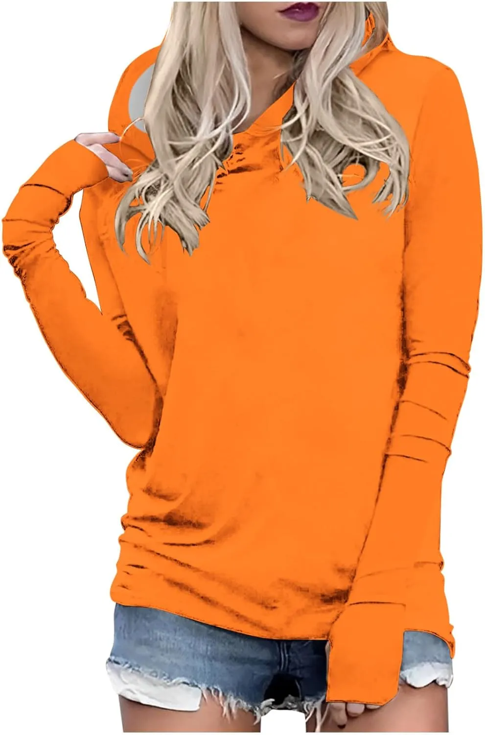 Hoodies with Thumb Holes for Women Long Sleeve Pullover Shirts 2024 Fall Tops Plus Size