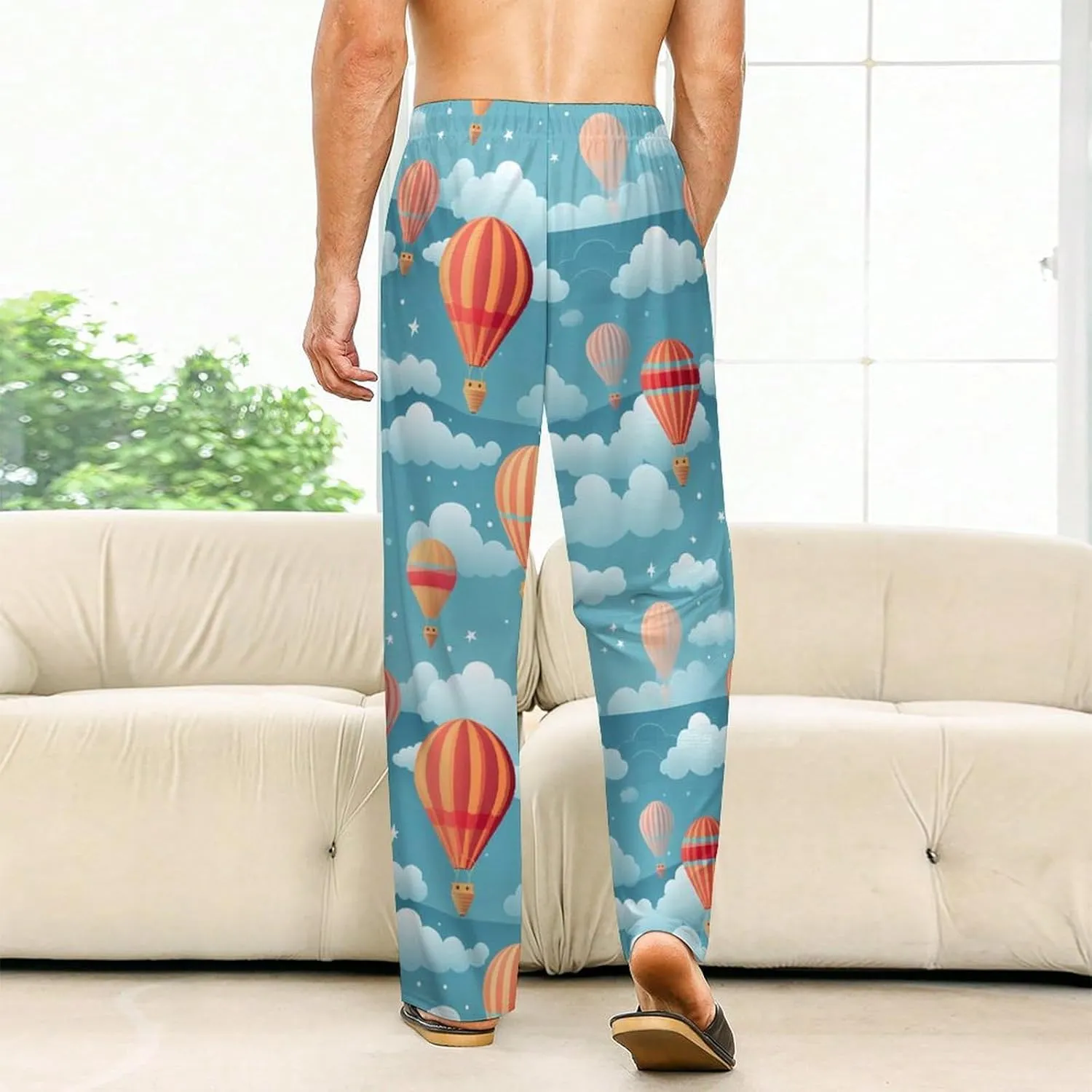 Hot Air Balloon Pajama Bottoms Lounge Pants Elastic Waistband Sleepwear Lounge for Men Women