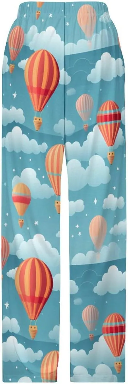 Hot Air Balloon Pajama Bottoms Lounge Pants Elastic Waistband Sleepwear Lounge for Men Women