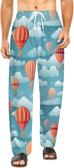 Hot Air Balloon Pajama Bottoms Lounge Pants Elastic Waistband Sleepwear Lounge for Men Women