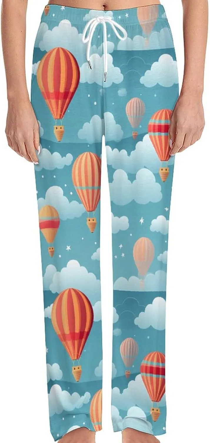 Hot Air Balloon Pajama Bottoms Lounge Pants Elastic Waistband Sleepwear Lounge for Men Women