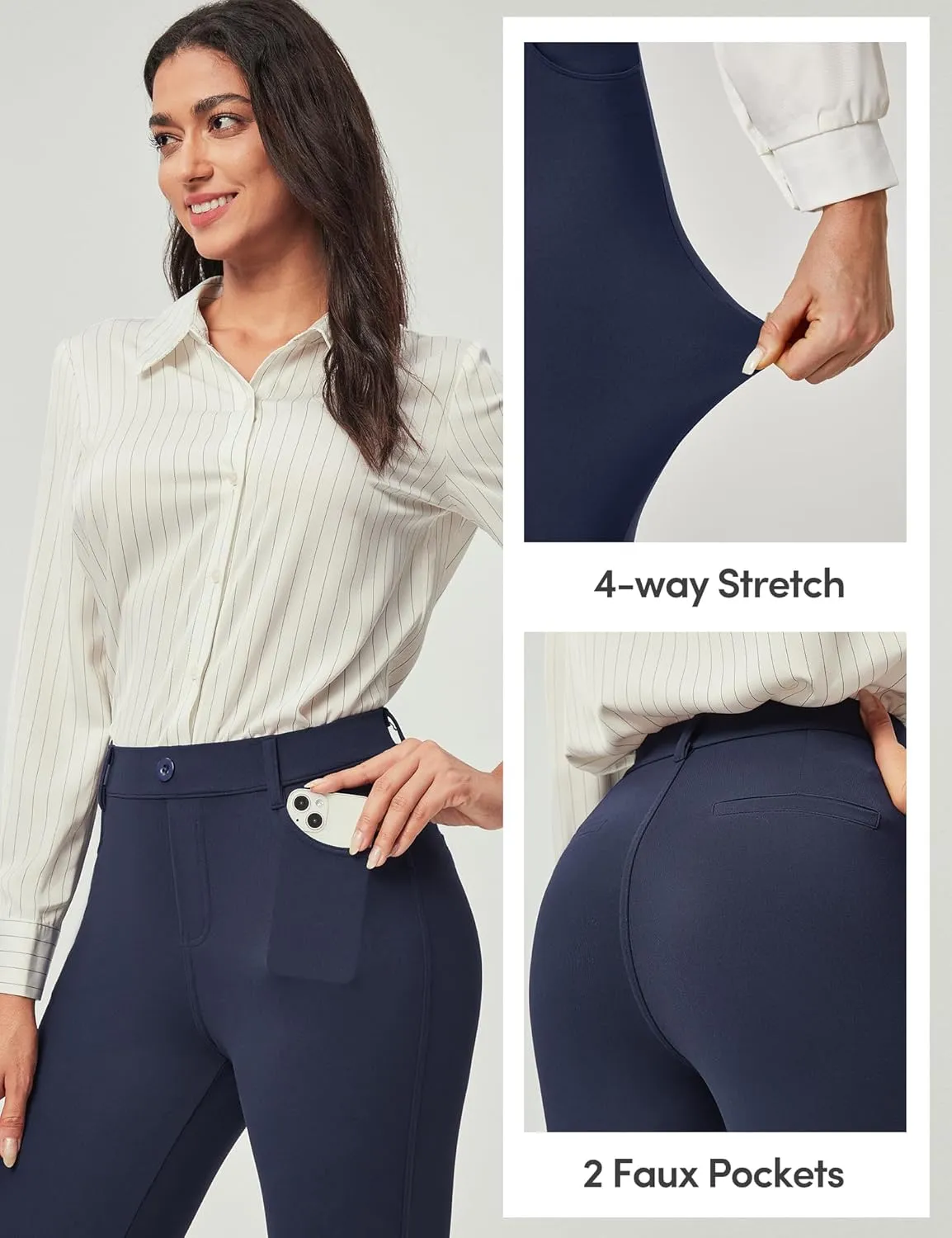 IUGA Stretchy Work Pants for Women Pull on Dress Pants for Women High Waitsted Business Casual Pants with 2 Pockets