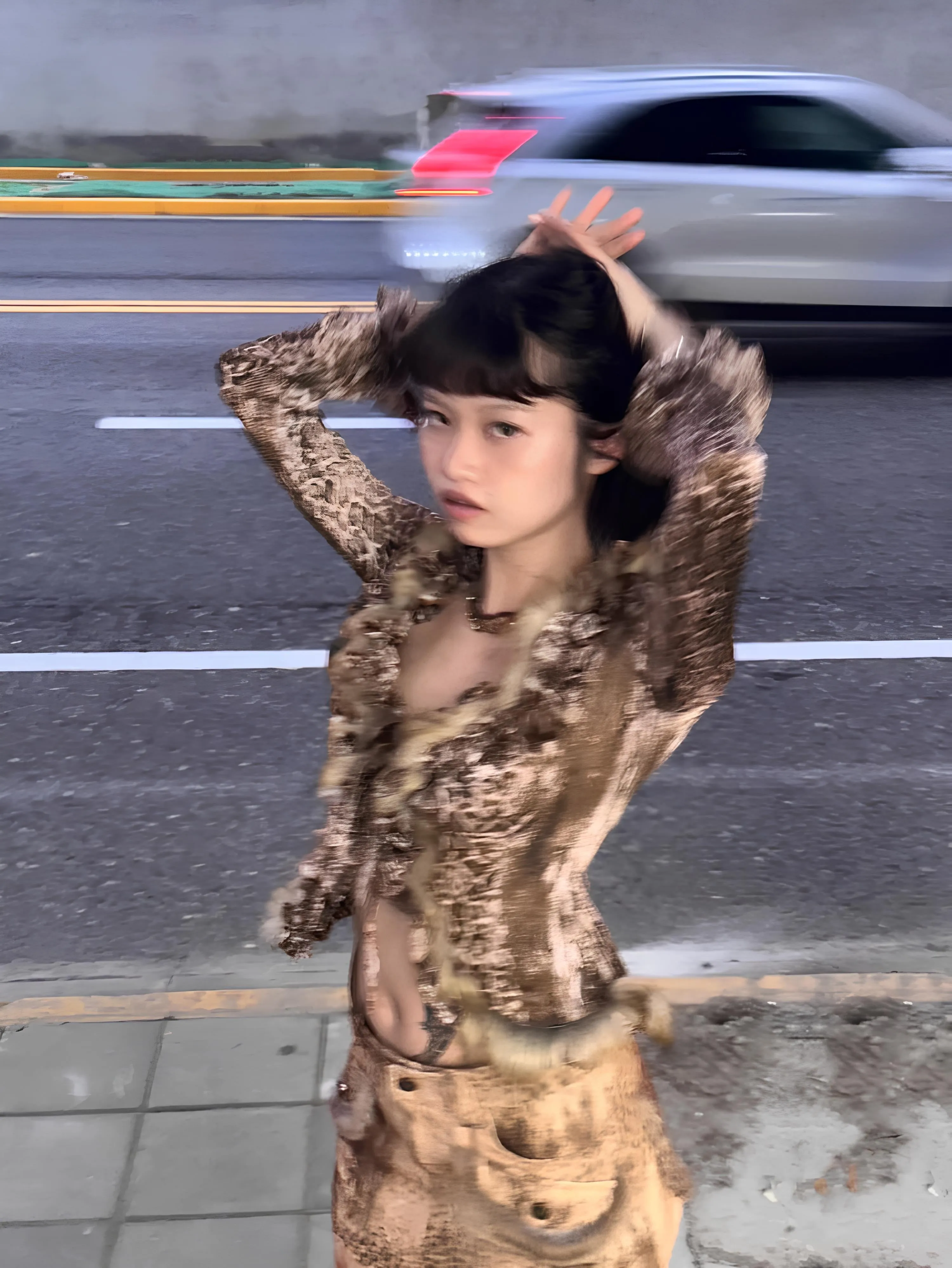 Japanese Y2K Leopard Print Fur Shirt  Vintage Harajuku Grunge Aesthetic