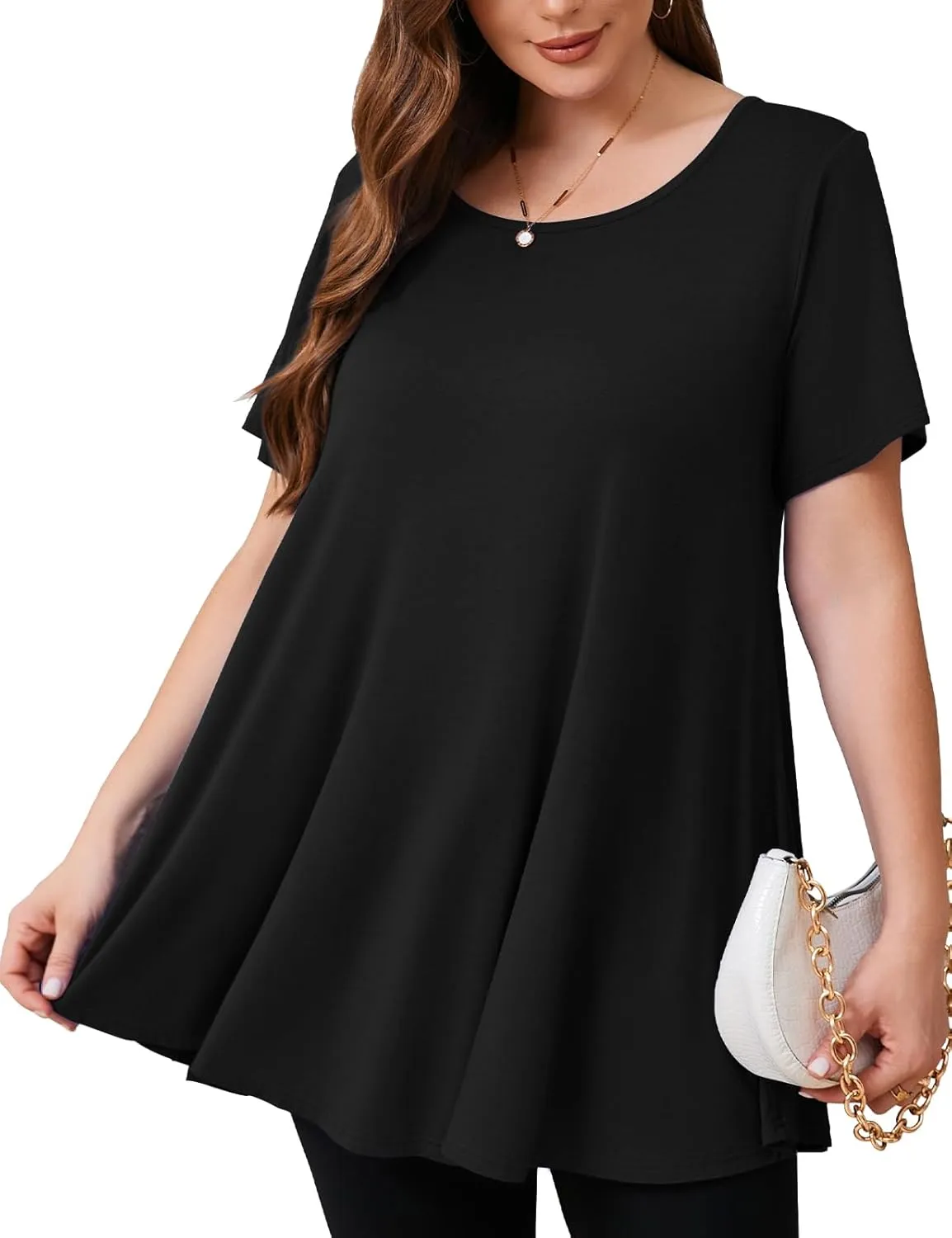 JollieLovin Women's Plus Size Tops Summer Tunic Short Sleeve Loose Fit T-Shirt to Wear with Leggings