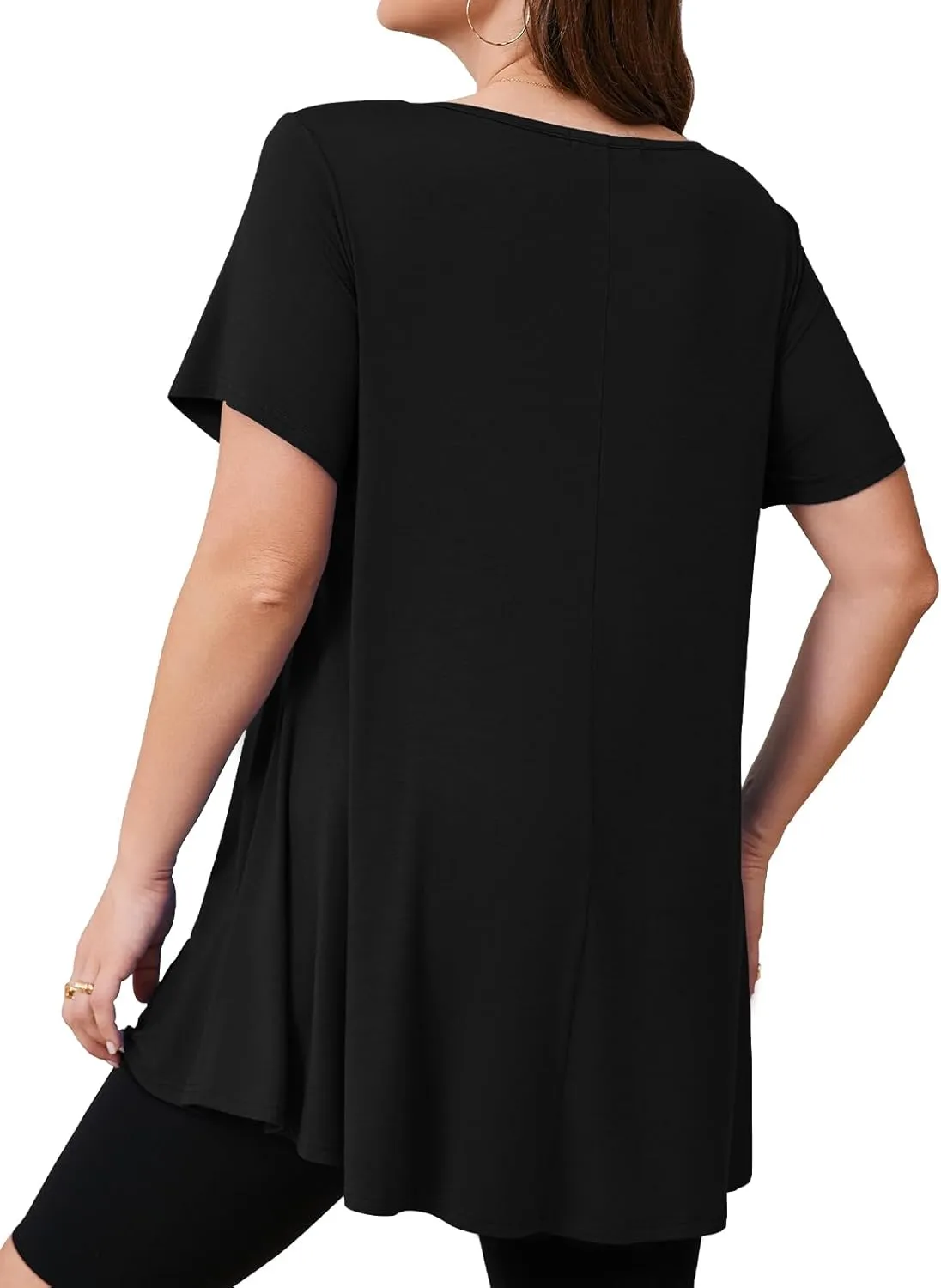 JollieLovin Women's Plus Size Tops Summer Tunic Short Sleeve Loose Fit T-Shirt to Wear with Leggings