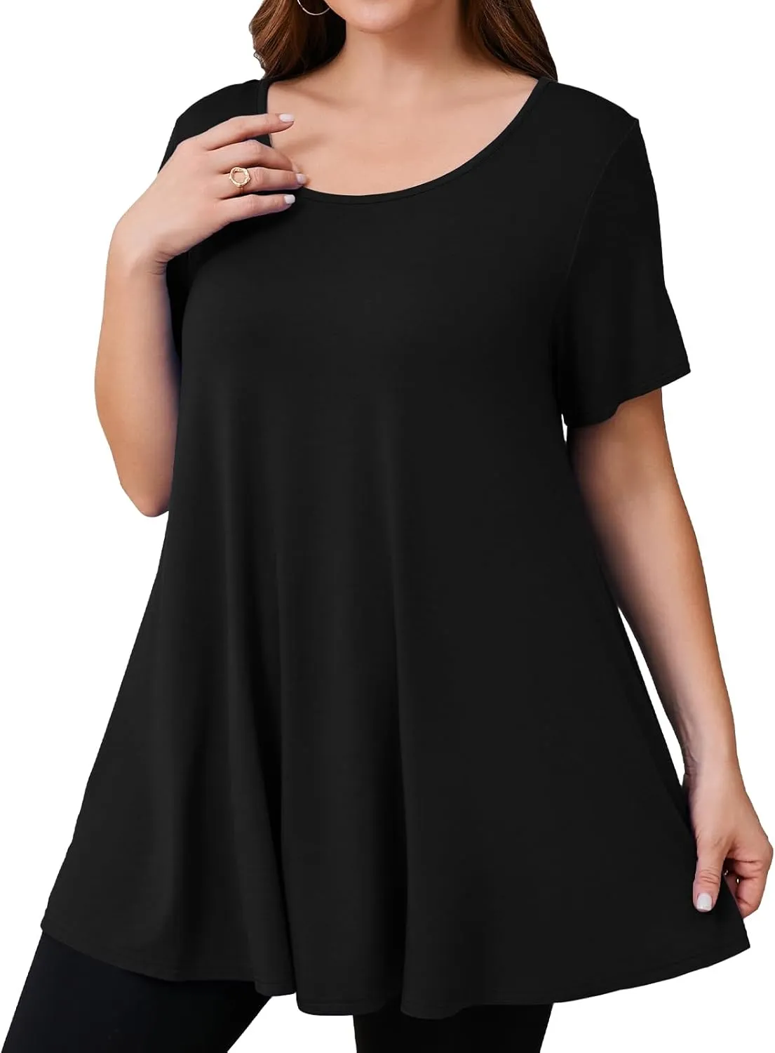 JollieLovin Women's Plus Size Tops Summer Tunic Short Sleeve Loose Fit T-Shirt to Wear with Leggings
