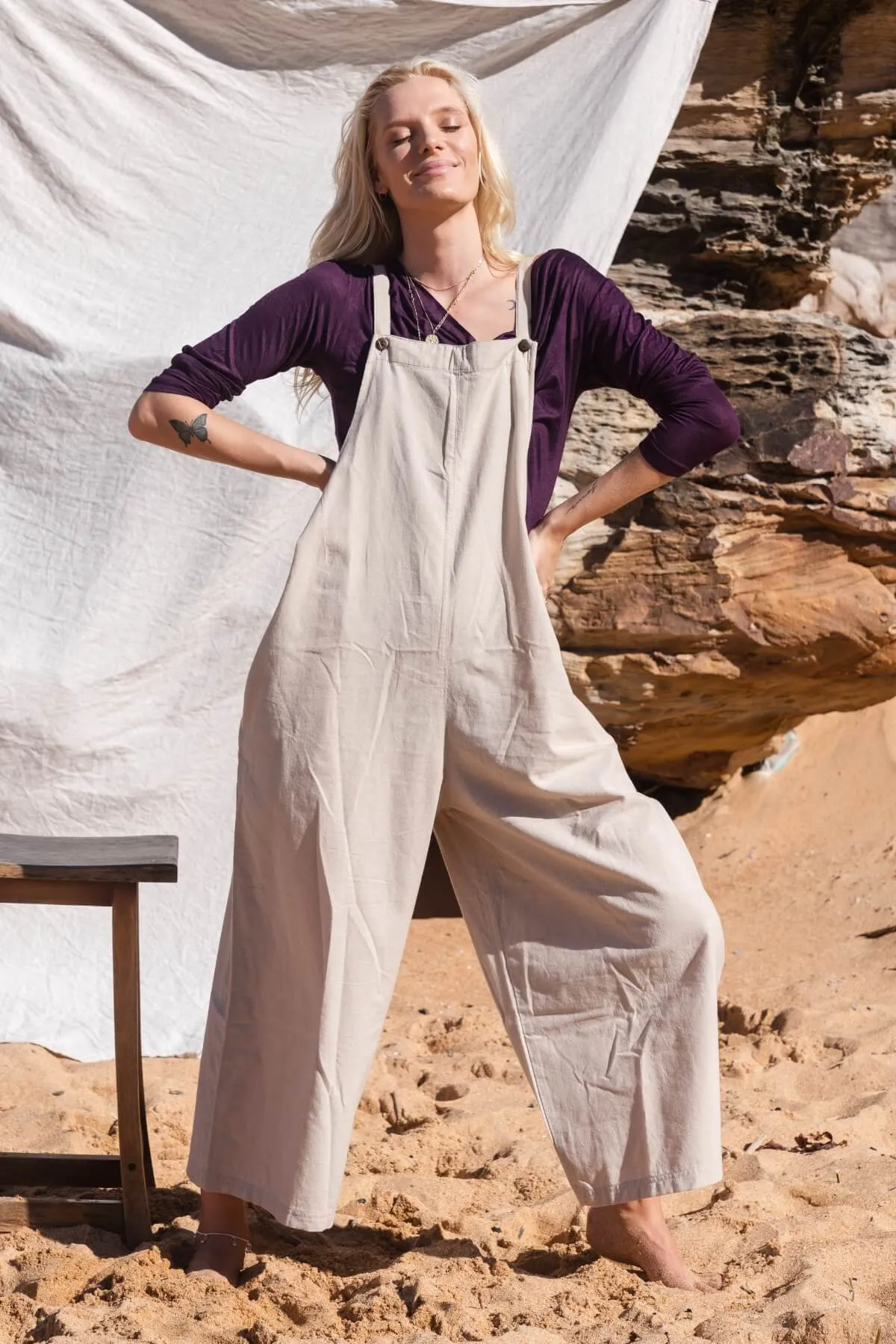 Juanita Overalls | Long - Oatmeal