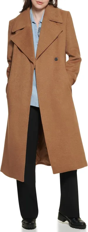 Karl Lagerfeld Paris Women's Luxe Twill Classic Belted Maxi