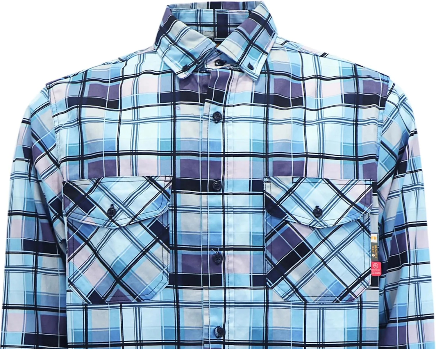 KONRECO FR Shirts for Men 100% Cotton 6.5oz Fire Resistant Lightweight Men's Plaid Work Shirts