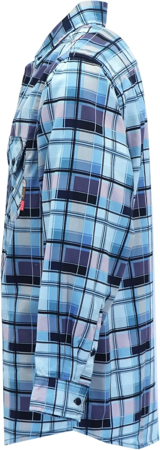 KONRECO FR Shirts for Men 100% Cotton 6.5oz Fire Resistant Lightweight Men's Plaid Work Shirts
