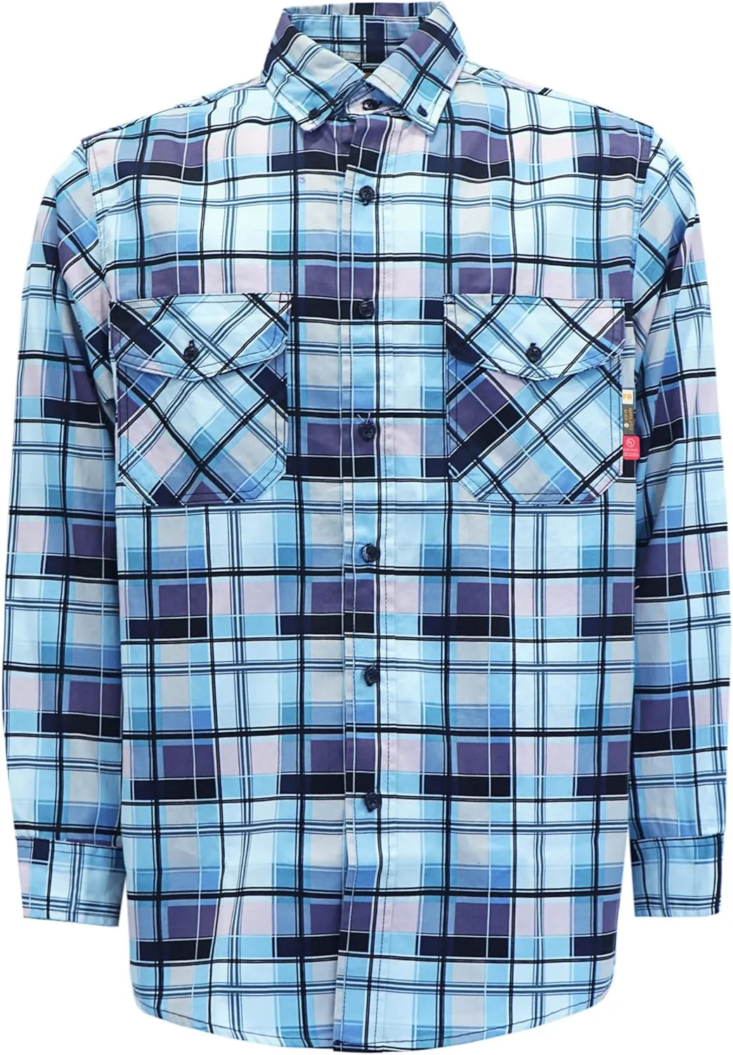 KONRECO FR Shirts for Men 100% Cotton 6.5oz Fire Resistant Lightweight Men's Plaid Work Shirts