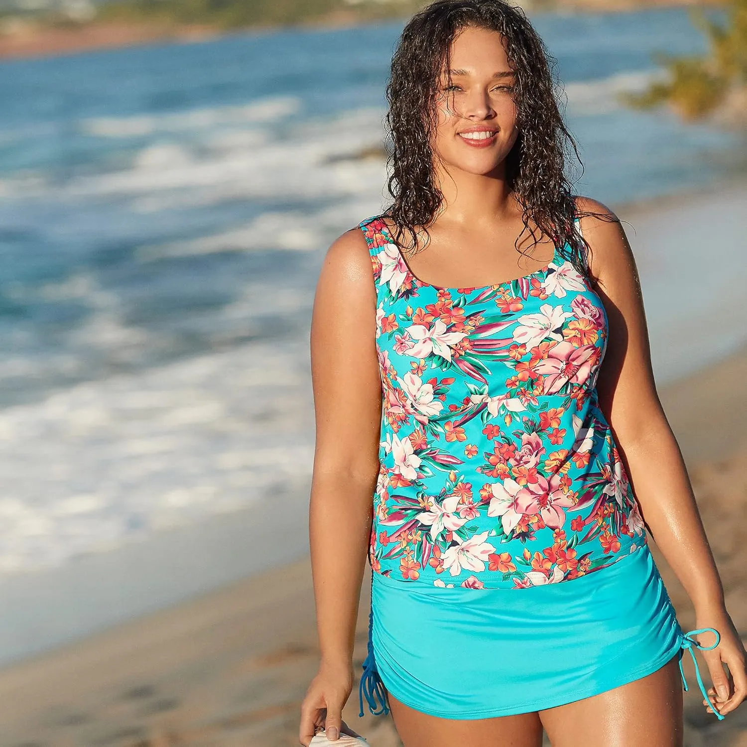 Lands' End Women's Plus Size Adjustable Swim Skirt