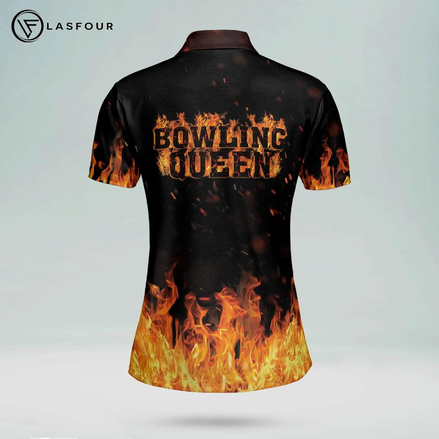 LASFOUR Personalized 3D Bowling Shirts for Women, Custom Quick-Dry Bowling Shirts Short Sleeve Polo for Girls