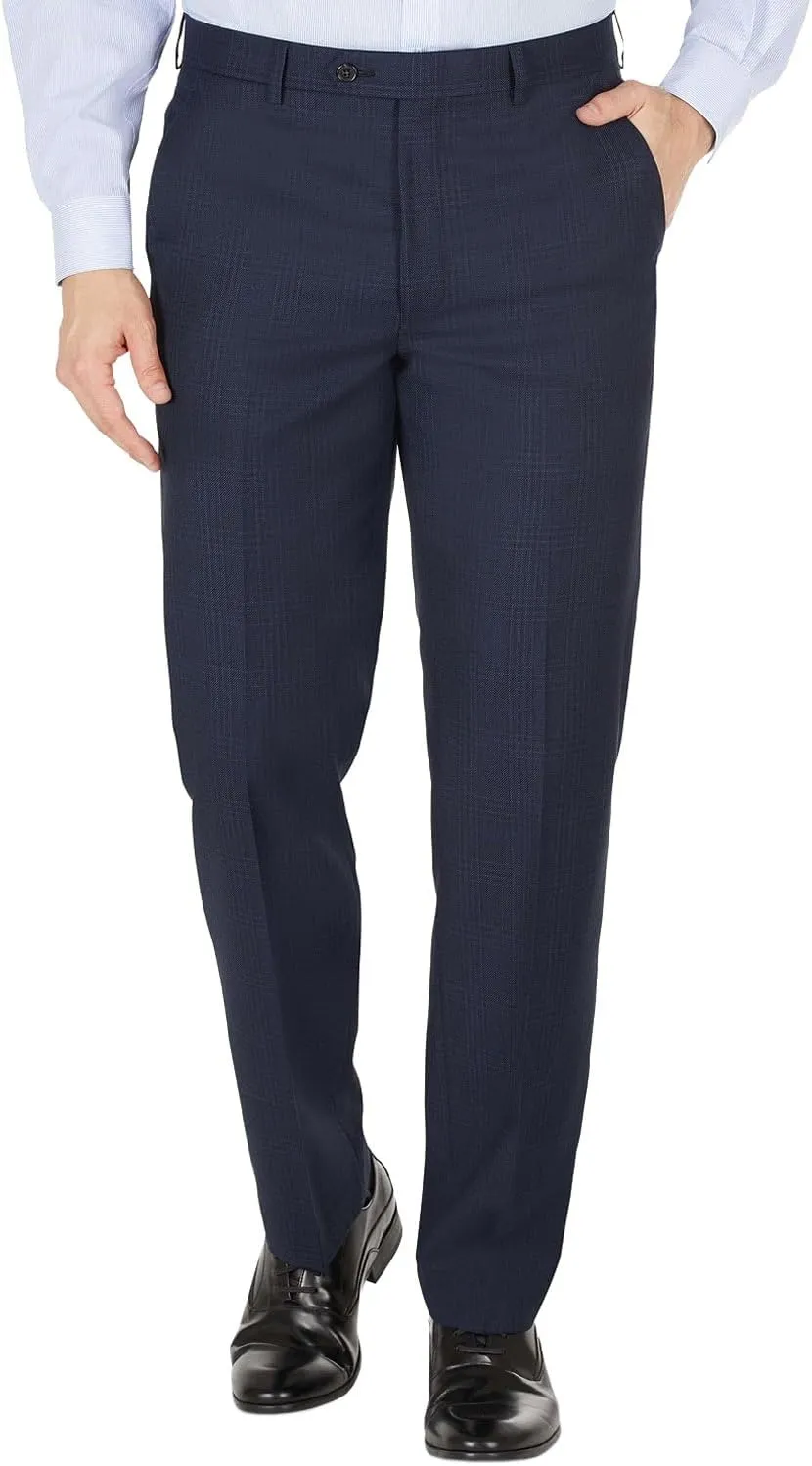 Lauren Ralph Lauren Mens Classic-Fit Wool Plaid Dress Pants 36W x 34L Navy