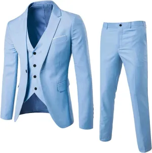 LCMTWX Men'S Suit Slim 3 Suit Business Wedding Party Jacket Vest & Pants Coat Black Suits for Men Black Suit for Men Men'S