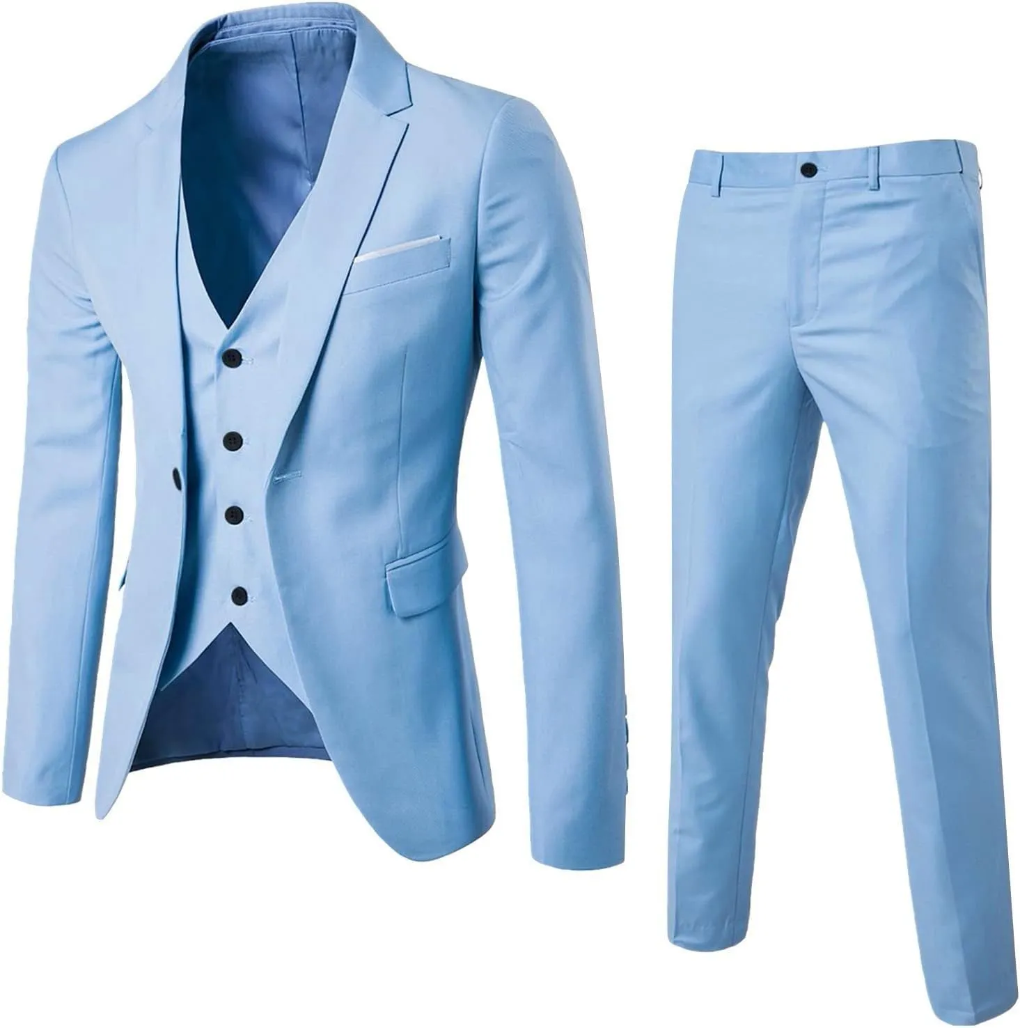 LCMTWX Men'S Suit Slim 3 Suit Business Wedding Party Jacket Vest & Pants Coat Black Suits for Men Black Suit for Men Men'S