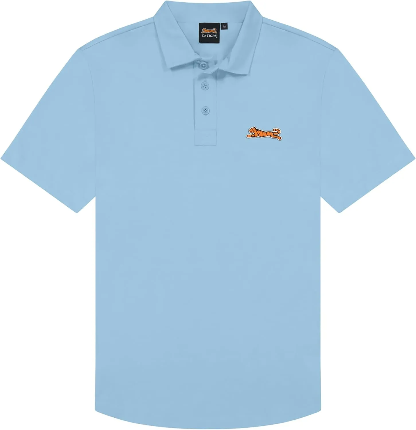Le TIGRE Classic Cotton Polo Shirts for Men - Breathable Collared Shirts for Men with Stretch - Machine Washable Mens Polo Shirts - Sky Blue, Size XL