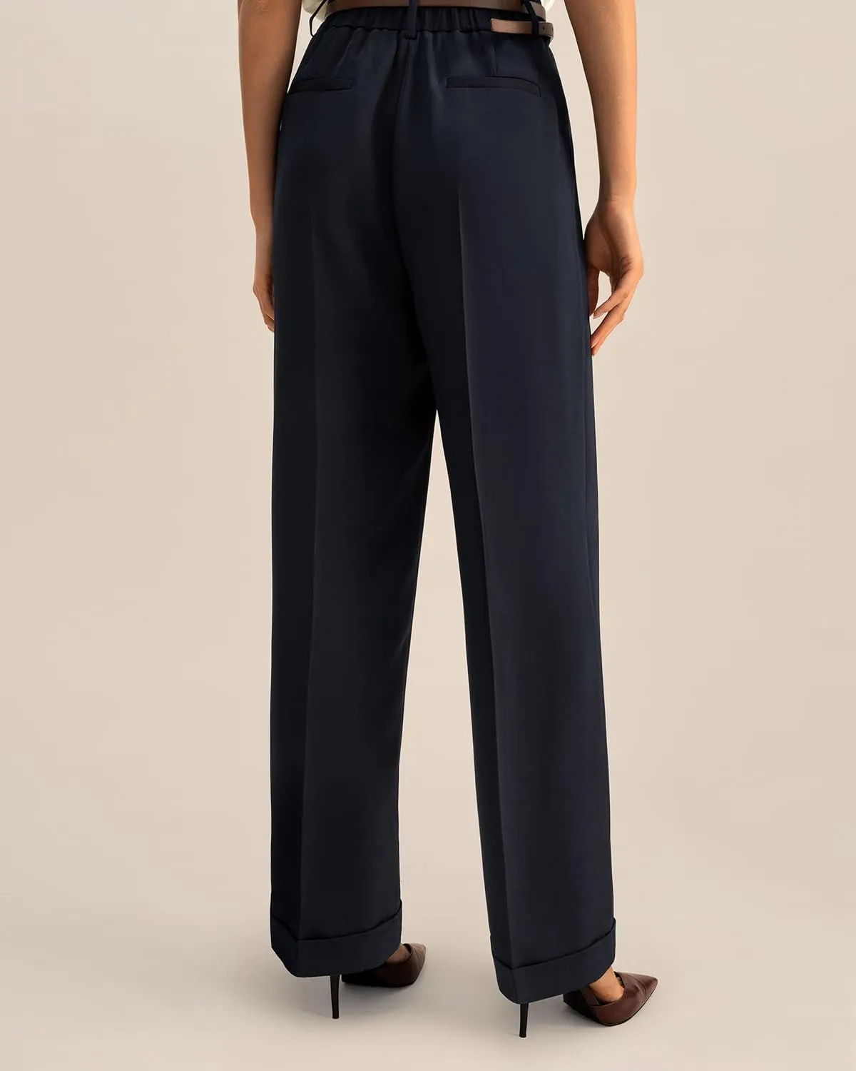 LilySilk The Flos Pants Full Length Boyish Style Wide Leg Bkazers Pants Vintage Style Trousers for Women