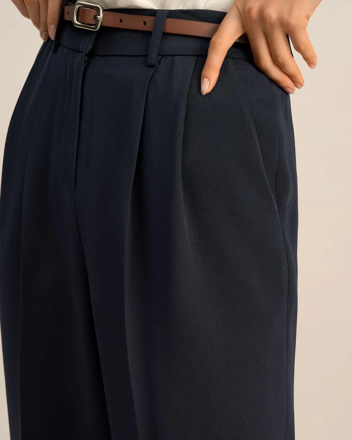 LilySilk The Flos Pants Full Length Boyish Style Wide Leg Bkazers Pants Vintage Style Trousers for Women